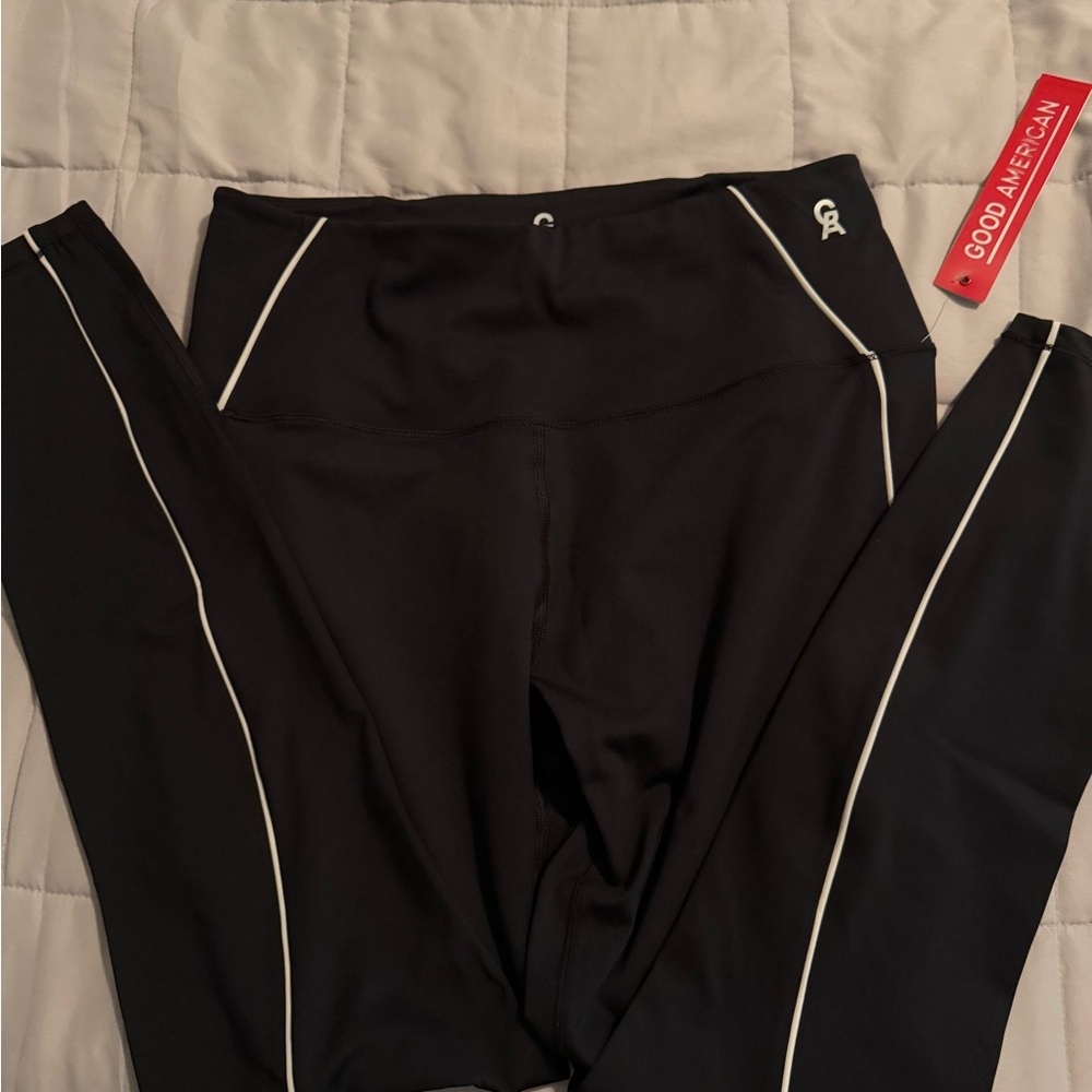 Good American Leggings - Black with white trim
